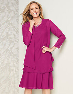 woman wearing mauve Flirty Jacket Dress