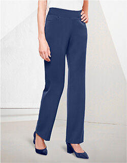 waist-down view of woman wearing dark blue pants