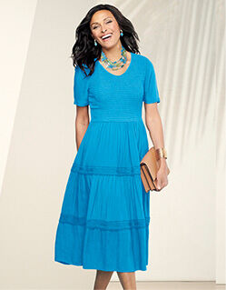 woman wearing light blue
