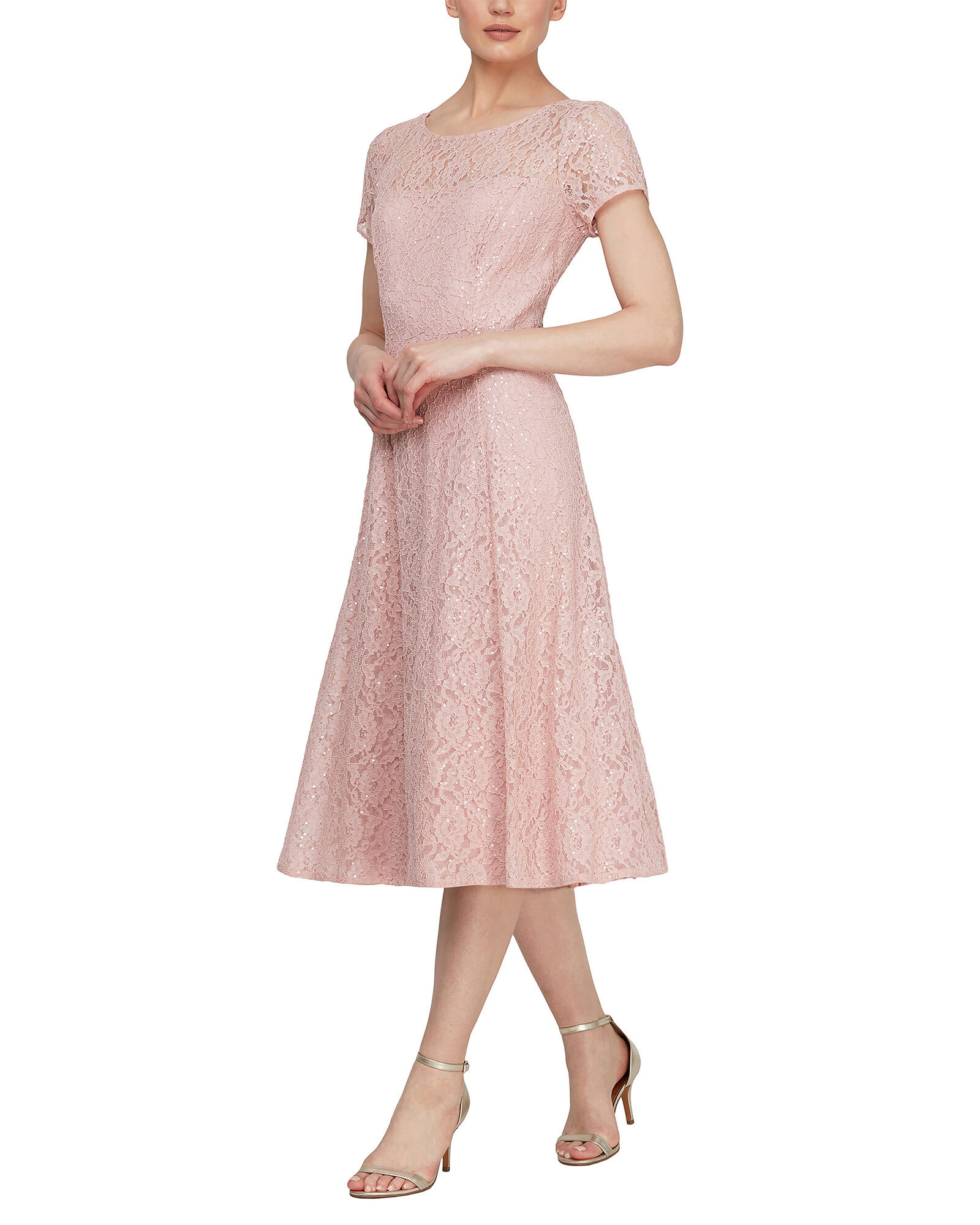 Sl fashions sequined sales lace midi dress