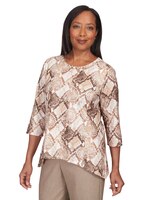 Alfred Dunner® Mulberry Street Shimmery Python Print Top thumbnail number 3