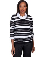 Alfred Dunner® World Traveler Stripe Pullover Sweater Two In One thumbnail number 1