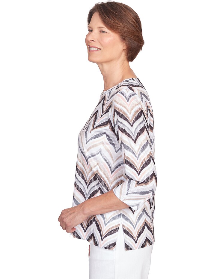 Alfred Dunner® Shimmering Chevron 3/4 Sleeve Top image number 4