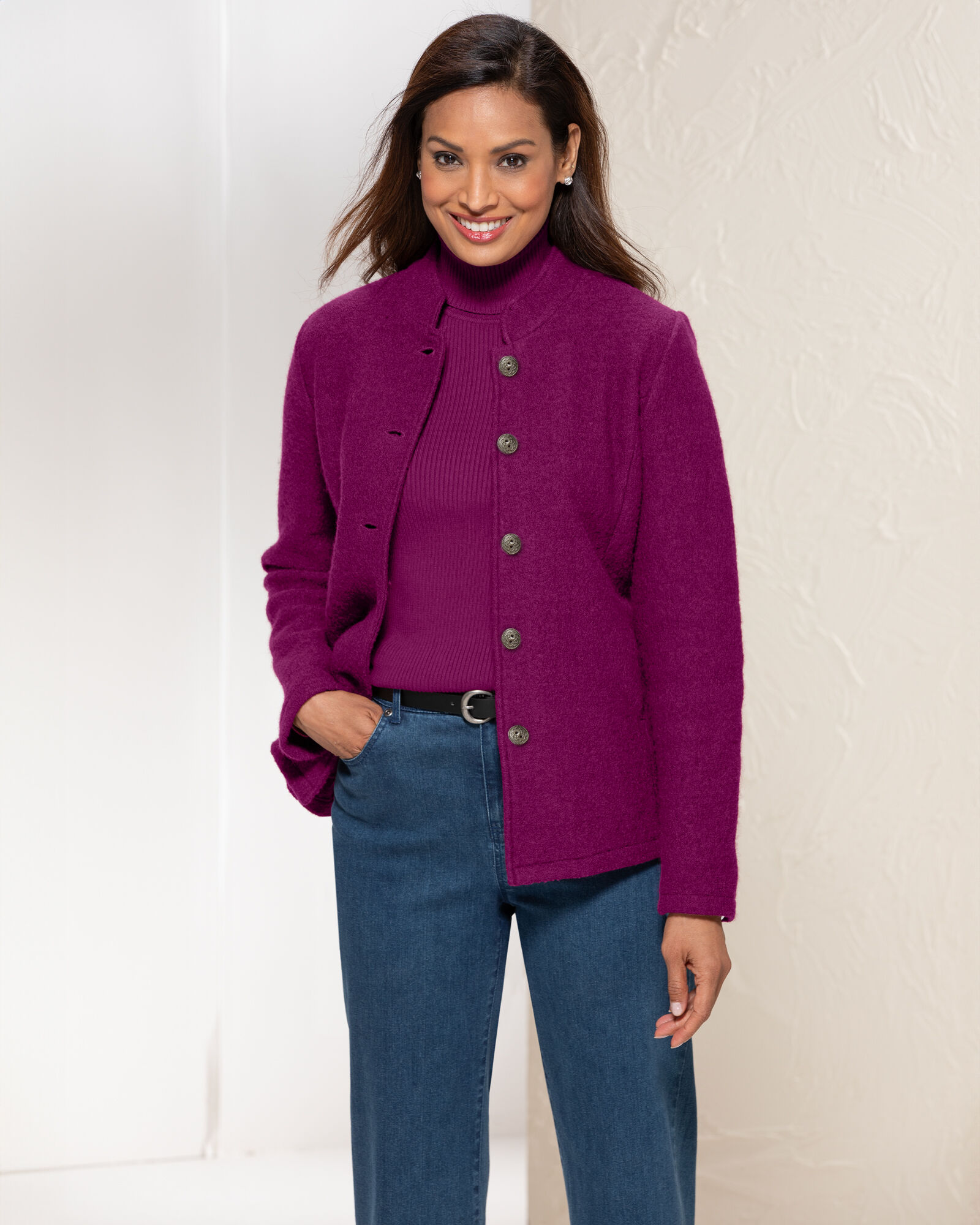 Women's plus size boiled wool jacket top