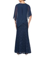Beaded Shoulder Attached Cape Dress thumbnail number 2