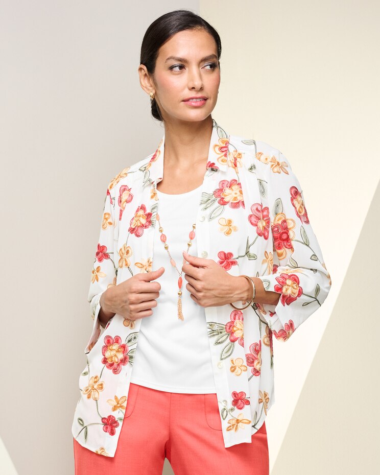 Embroidered Flowers 2-in 1 Top by Alfred Dunner image number 1