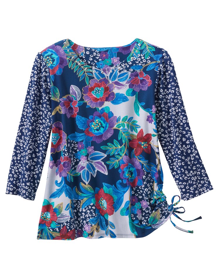 Alfred Dunner Batik Floral Patch Tee image number 1