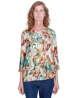Alfred Dunner® Classics Earth Floral Crew Neck Top thumbnail number 1