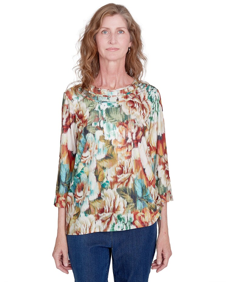 Alfred Dunner® Classics Earth Floral Crew Neck Top image number 1