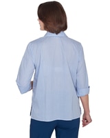 Alfred Dunner® Classics Embroidered Pinstripe Button Down Top thumbnail number 2