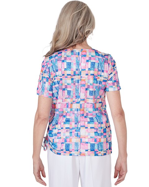 Alfred Dunner® Paradise Island Geometric Top with Braided Neckline