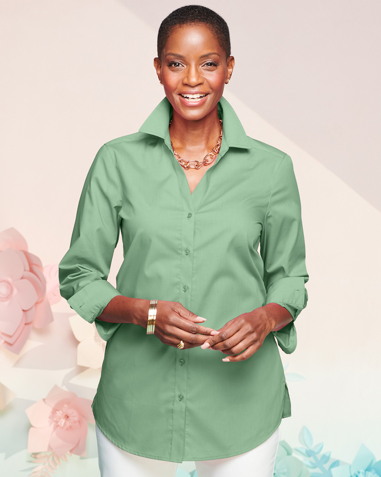 Foxcroft Wrinkle-Free Solid Long Sleeve Tunic image number 1