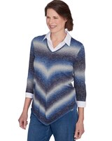 Alfred Dunner® Classics Chevron Ombre Woven Sweater thumbnail number 3