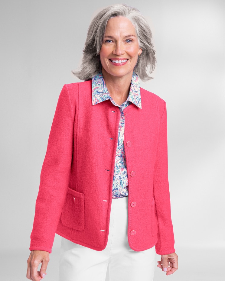 Boiled Wool Patch-Pocket Cardigan image number 1