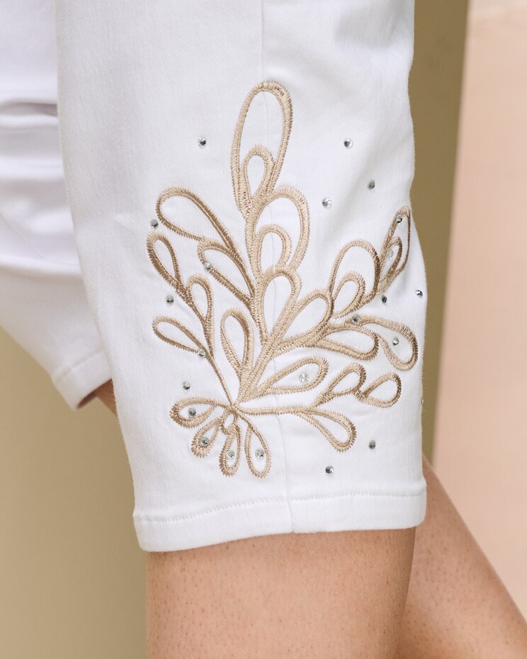 Soft Stretch Denim Embellished Capri image number 3
