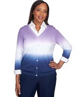 Alfred Dunner® Lavender Fields Ombre Pullover Cardigan Two In One thumbnail number 1