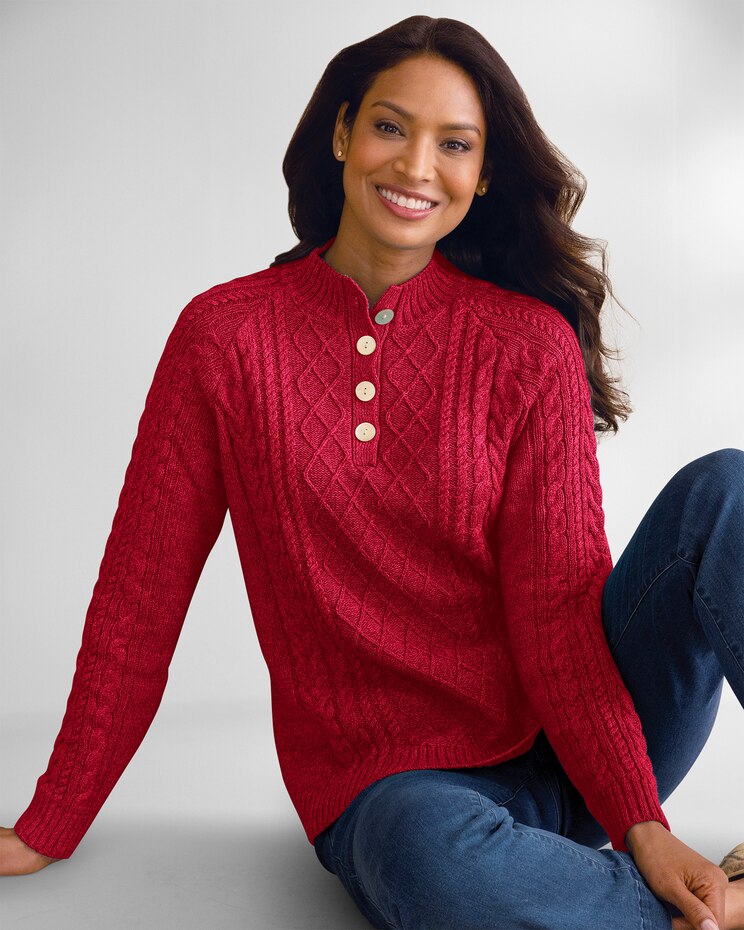 Bayside Cotton Cable Henley Sweater image number 1