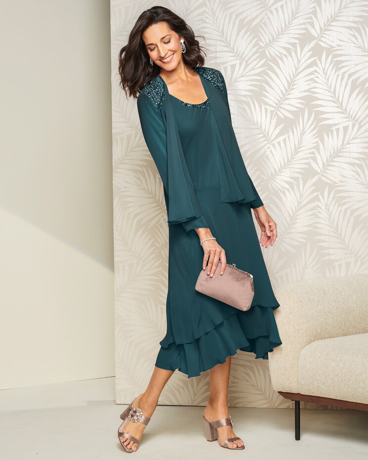 Sequin Beaded Shoulder Jacket Dress image number 1