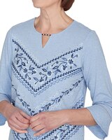 Alfred Dunner® Scottsdale Floral Chevron Beaded Split Neck Top thumbnail number 5