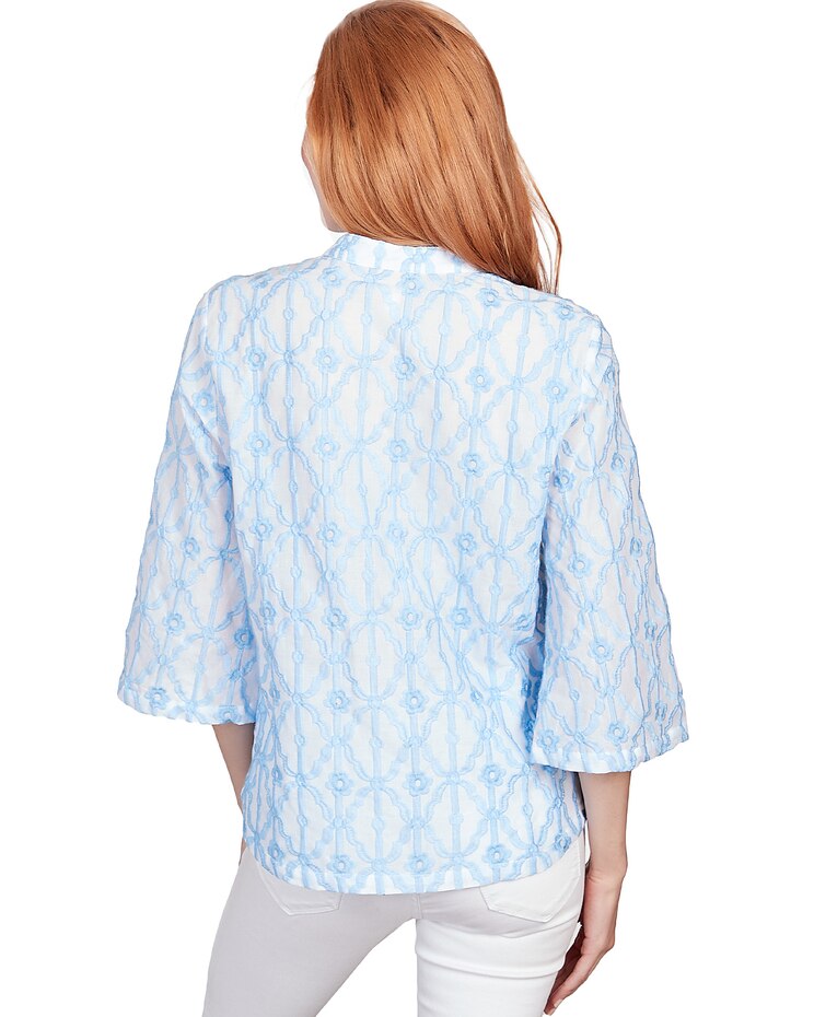 Ruby Rd® Patio Party Woven Button Front Trellis Top image number 2
