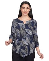 Alfred Dunner® Leaves Pointed Hem Top thumbnail number 1