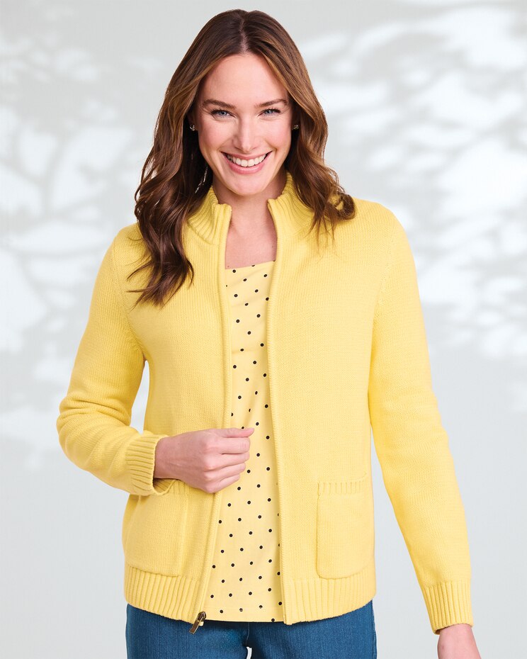 Bayside Cotton Zip-Front Cardigan image number 1