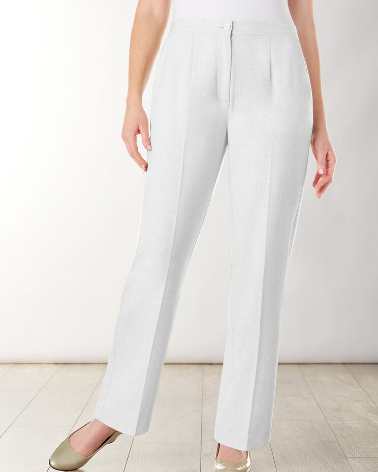 Look-Of-Linen Straight Leg Zip-Front Pants image number 1