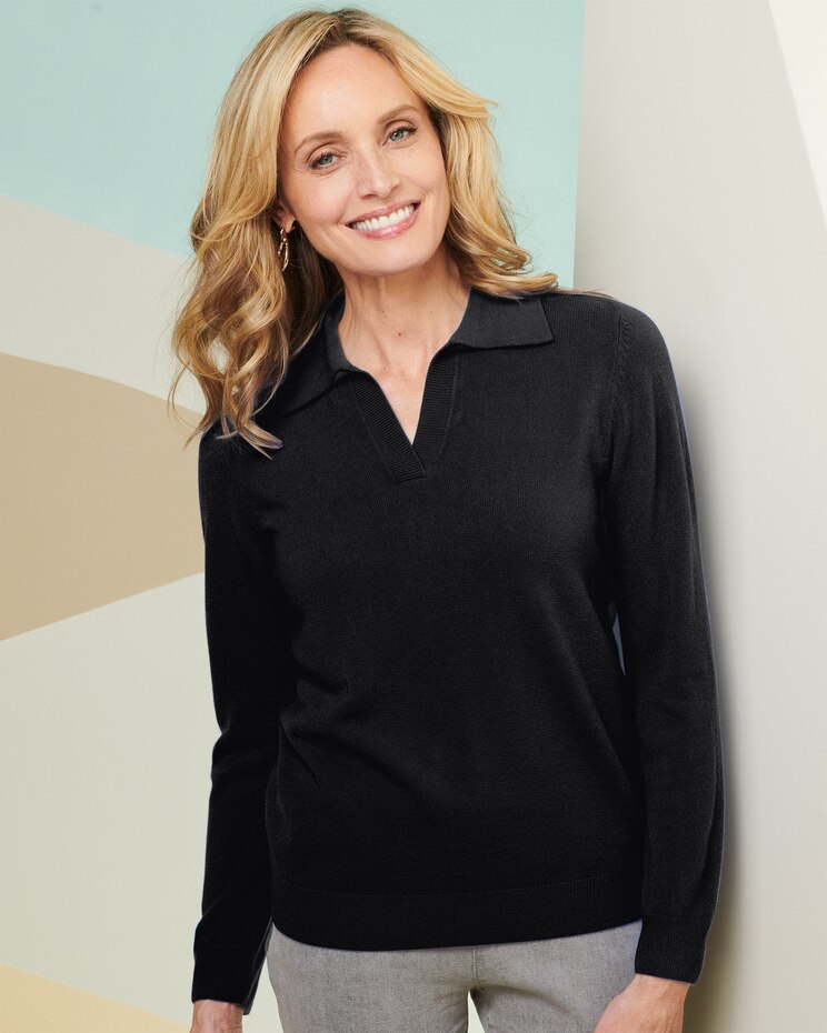 Soft Spun Acrylic Polo Sweater image number 1