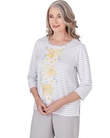 Alfred Dunner® Charleston Striped Embroidered Top thumbnail number 3