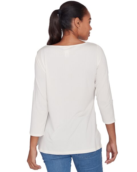 Ruby Rd® Go Wild Knit Emb Solid Top