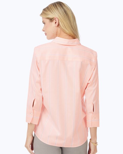 Foxcroft Mary 3/4 Sleeve Stretch Stripe Shirt