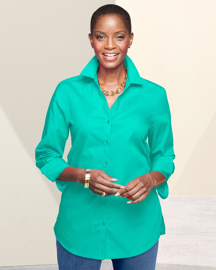 Foxcroft Wrinkle-Free Solid Long Sleeve Tunic image number 1