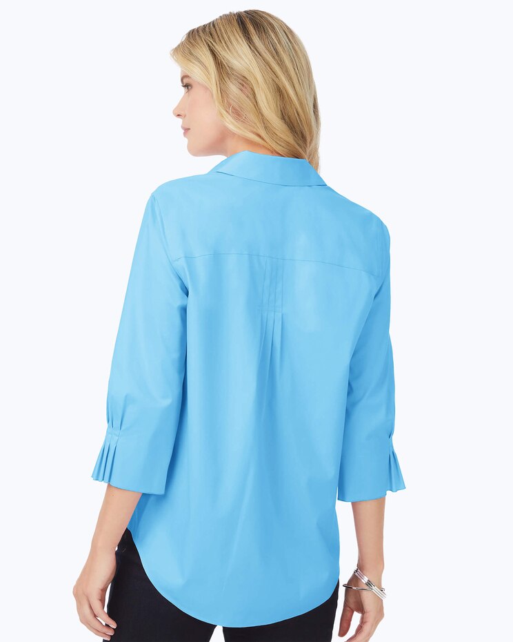 Foxcroft Paulie Elbow Sleeve Solid Stretch Blouse image number 5