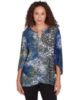 Ruby Rd® Paisley Patch Knit Tiedyed Spot Top thumbnail number 1