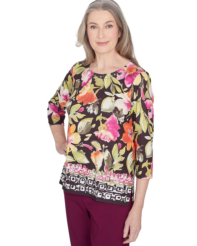 Alfred Dunner® Classics Bold Floral Geometric Border Top image number 3