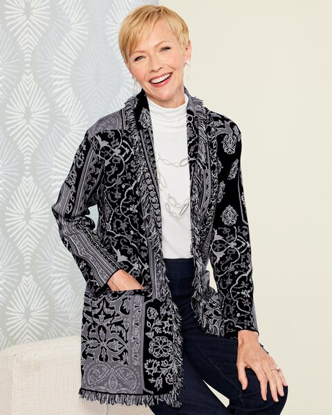 Jacquard Fringe Cardigan
