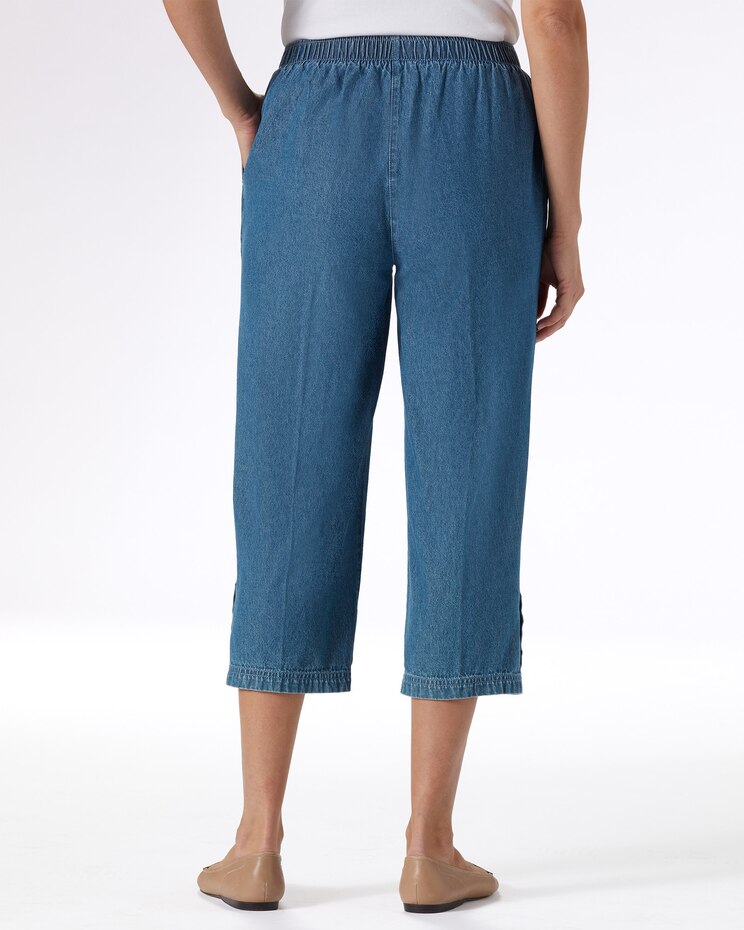 Denim Tab-Front Capris image number 3