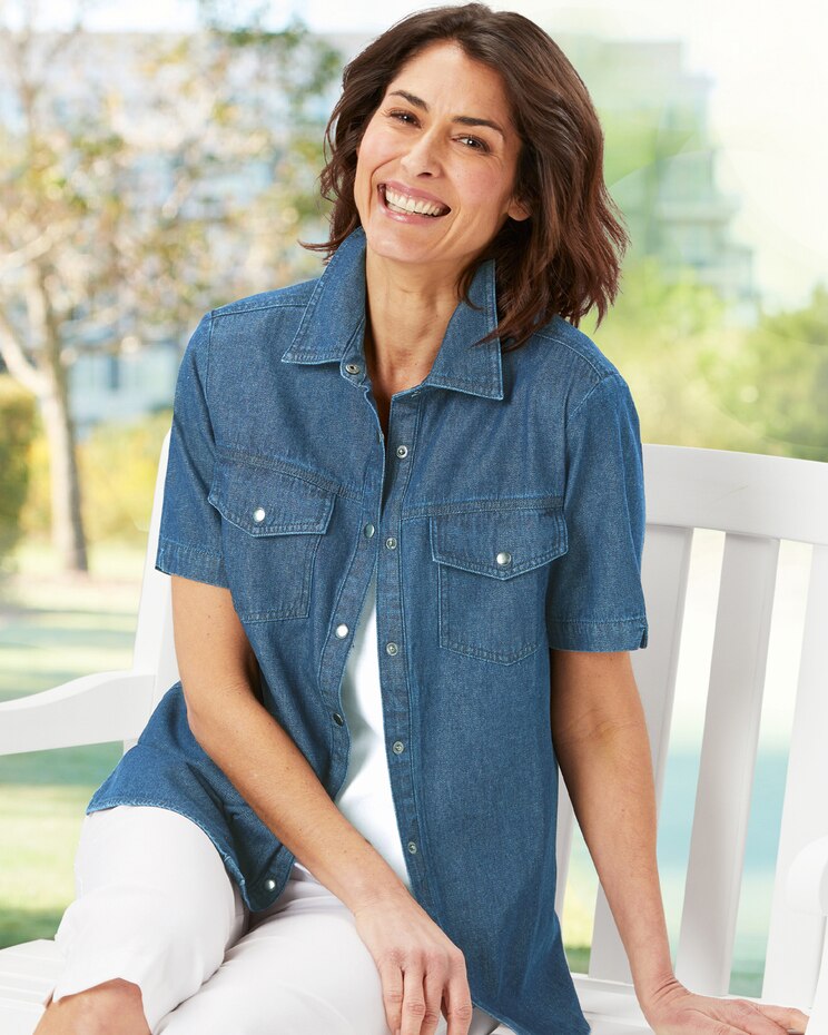Everyday Denim Short Sleeve Camp Shirt image number 1