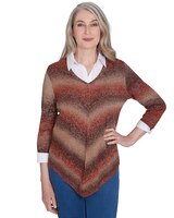 Alfred Dunner® Classics Chevron Ombre Woven Sweater thumbnail number 1
