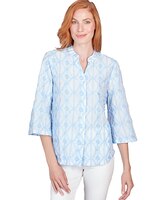 Ruby Rd® Patio Party Woven Button Front Trellis Top thumbnail number 1