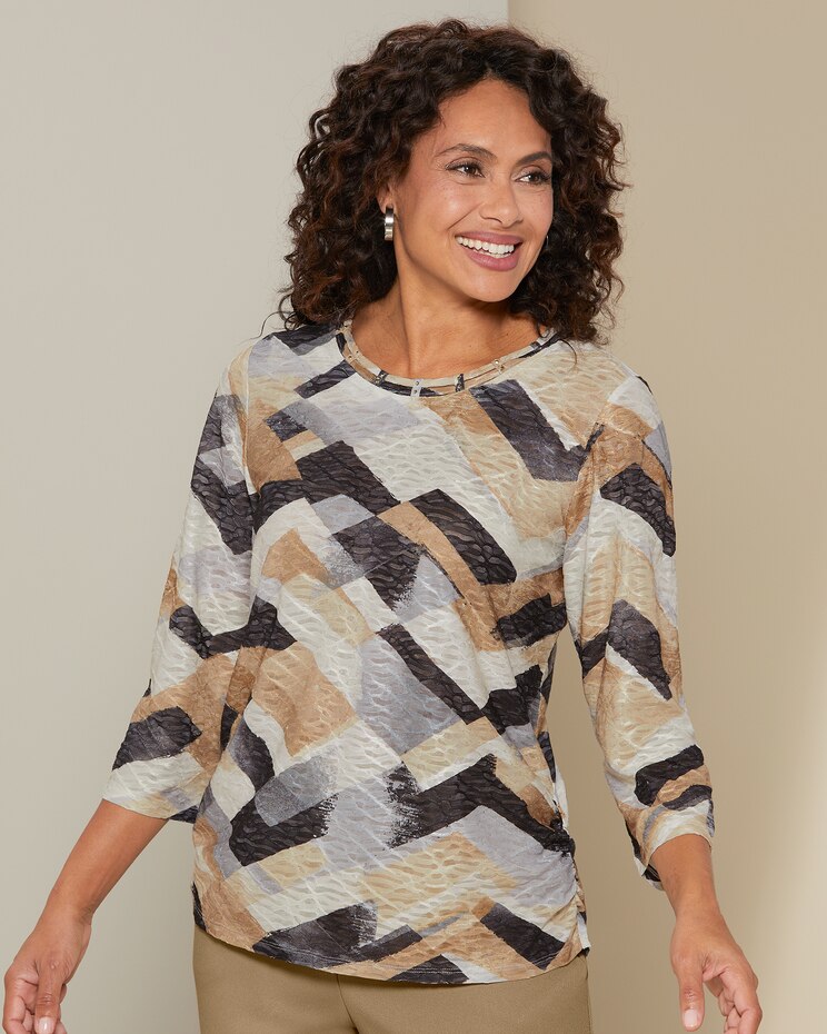 Abstract Chevron Tee by Alfred Dunner image number 1