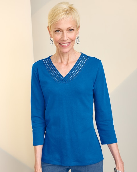 Modern Crochet Trim Knit Tee