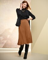 Stretch Microsuede Pleated Skirt thumbnail number 3