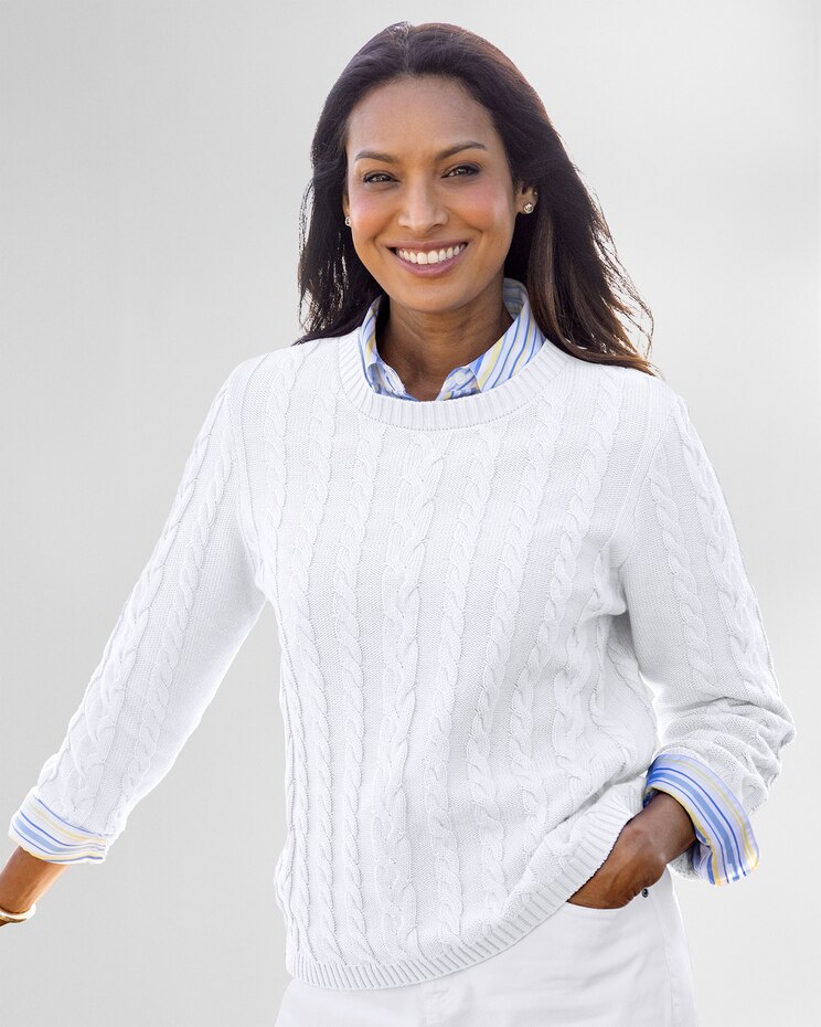 Bayside Cotton Mixed-Cable Pullover image number 1