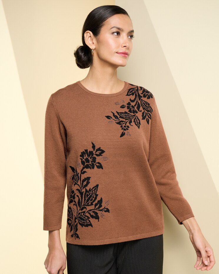 Asymmetrical Floral Sweater image number 1
