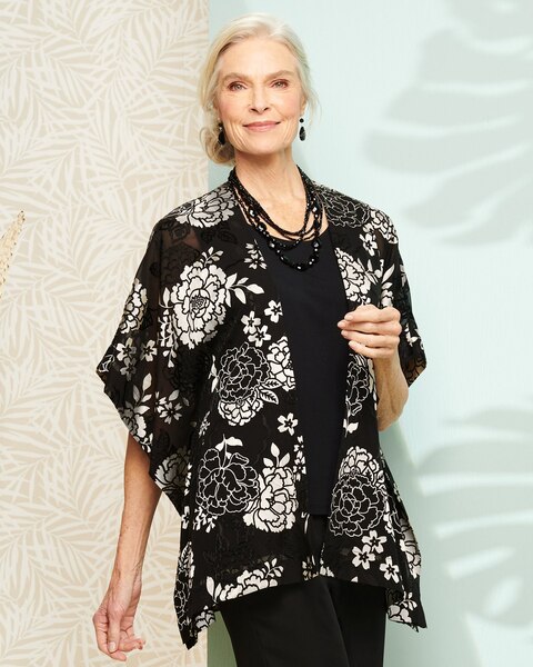 Silhouette Floral Burnout Kimono