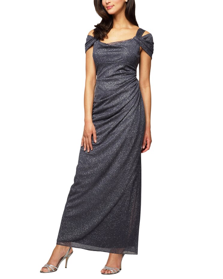 Cold Shoulder Glitter Mesh Dress  image number 1