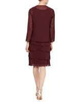 S.L. Fashions Tea Length Embroidered A-Line Dress with Illusion Neckline thumbnail number 1