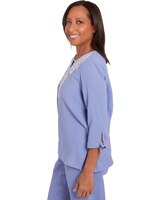 Alfred Dunner® Summer Breeze Embroidered Top with Tie Sleeves thumbnail number 4