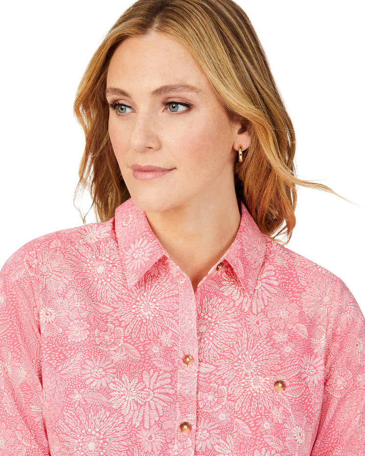 Zoey Roll-Tab Drawn Floral Shirt image number 3